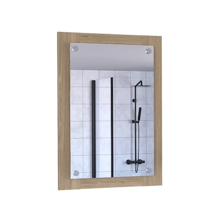 Tuhome Vanguard Bathroom Mirror, Frame, Looking Glass, Light Pine ELR7930